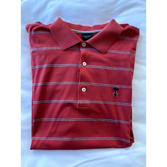 Vintage Fairway & Greene Polo Golf Shirt Mens LARGE Striped Red Cotton - Picture 11 of 15